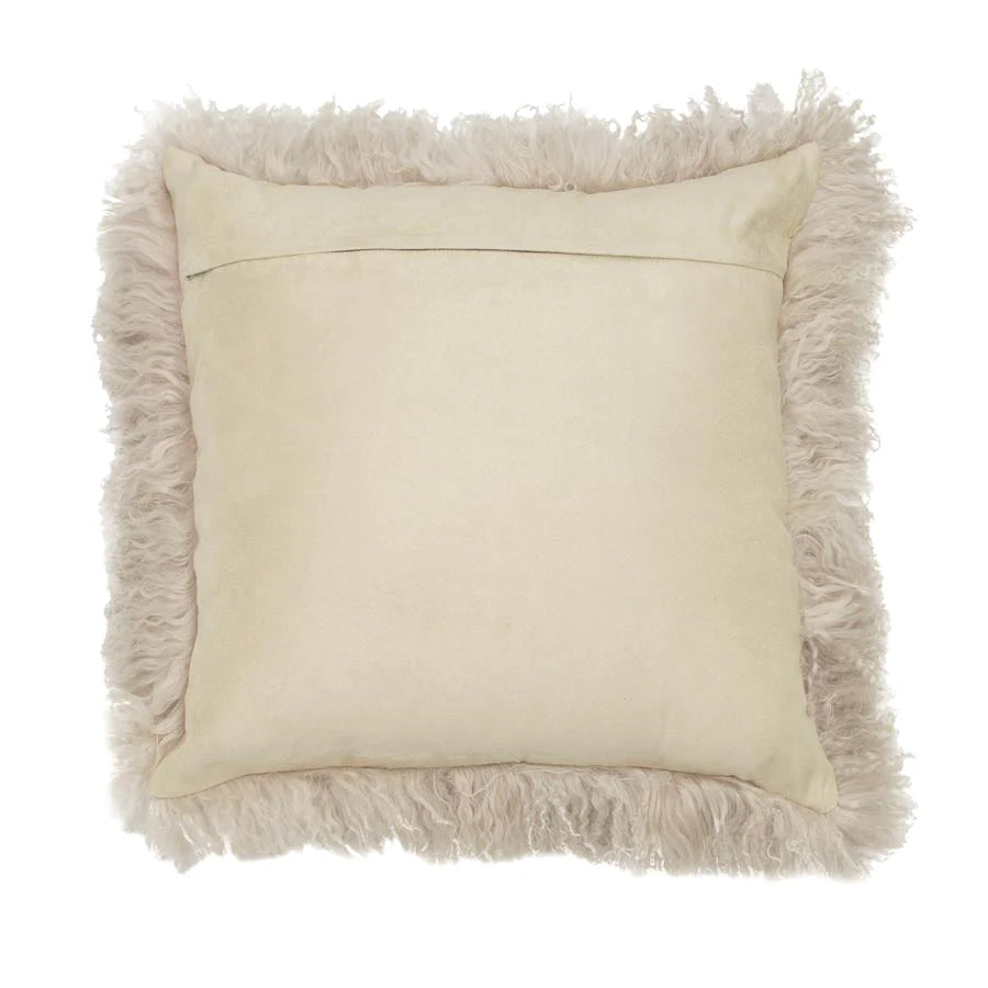 Mongolian Sheepskin Cushion - Fawn 50cm