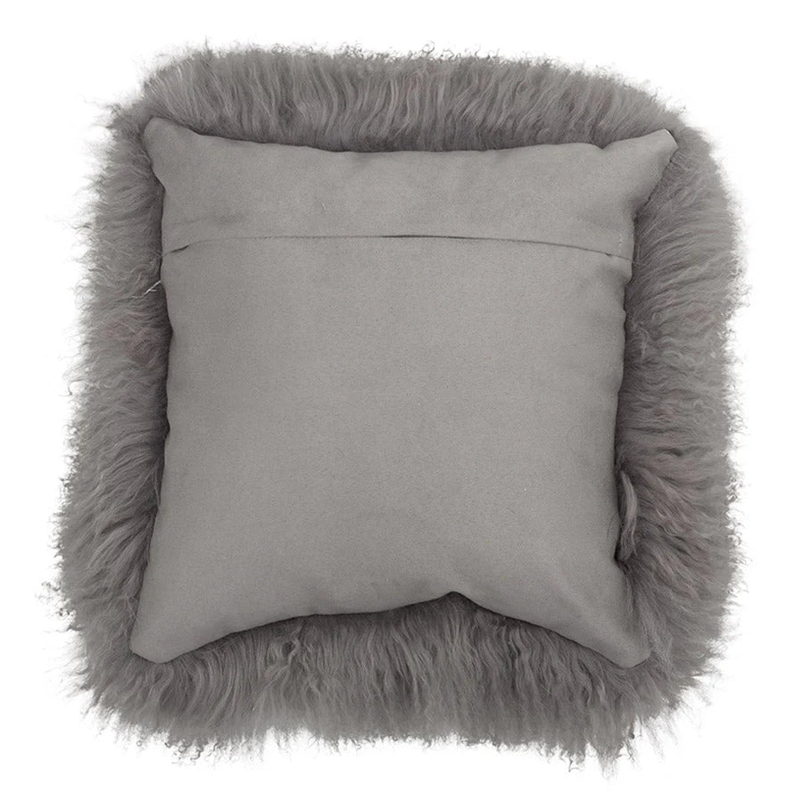 Mongolian Sheepskin Cushion - Grey 40cm