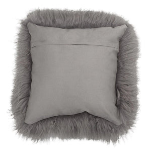 Mongolian Sheepskin Cushion - Grey 40cm