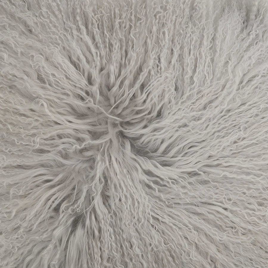 Mongolian Sheepskin Cushion - Light Grey 40cm