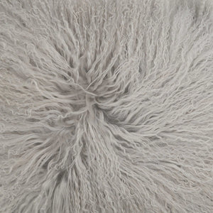 Mongolian Sheepskin Cushion - Light Grey 40cm