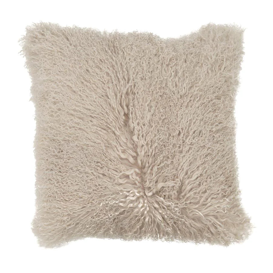 Mongolian Sheepskin Cushion - Fawn 50cm