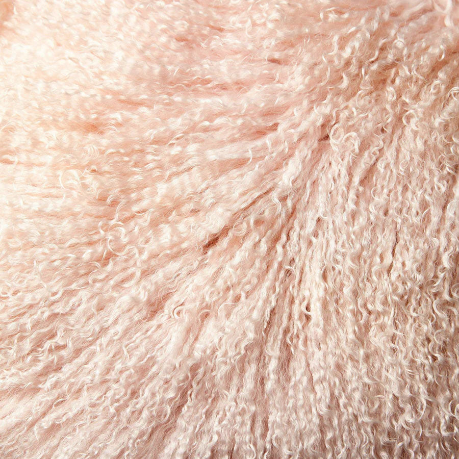 Mongolian Sheepskin Cushion - Blush 50cm