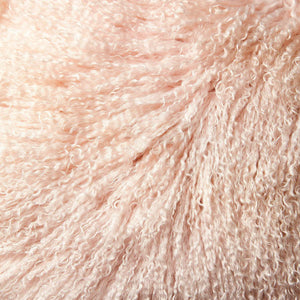 Mongolian Sheepskin Cushion - Blush 50cm