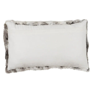 Rabbit Fur Pillow - Grey White Lumbar