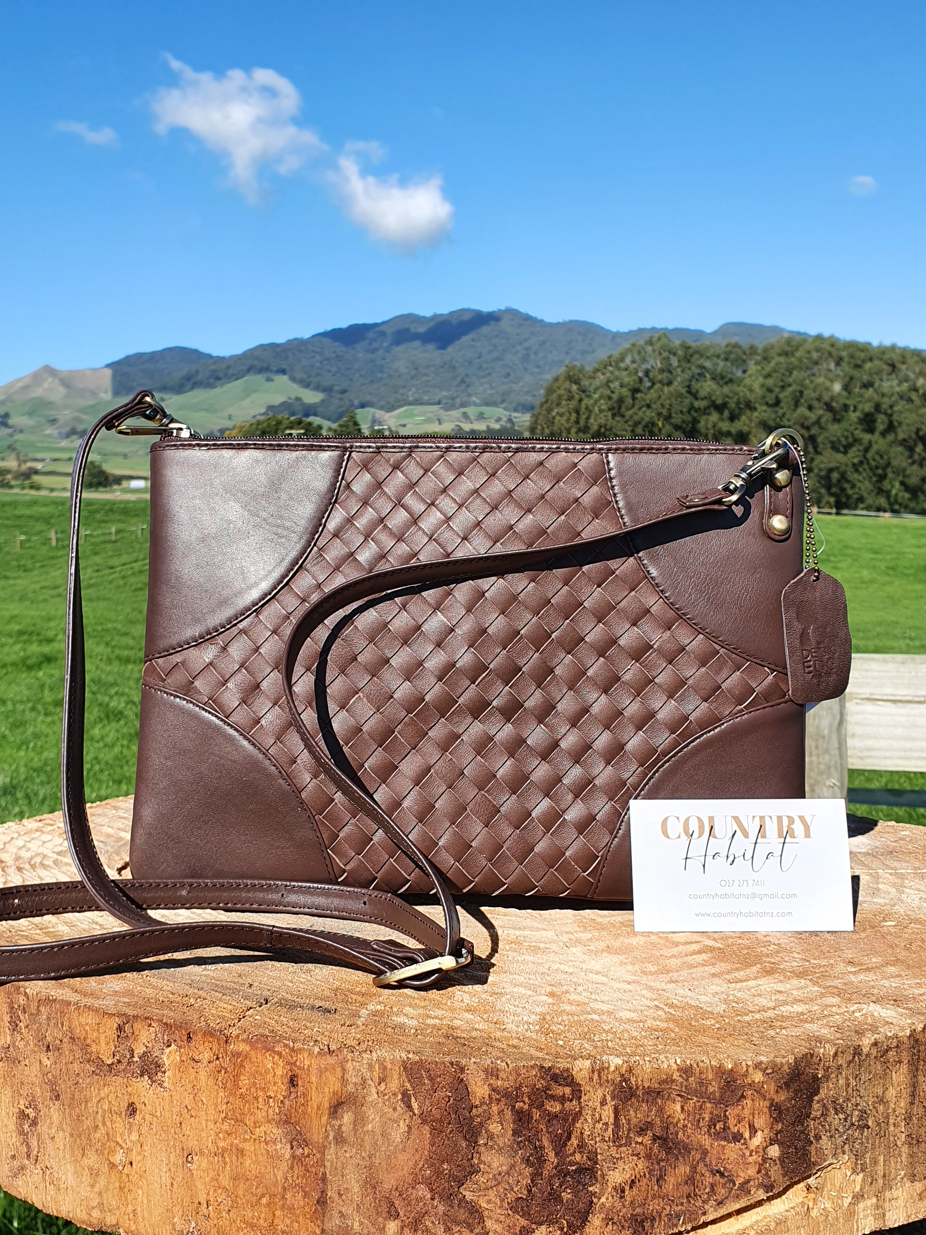 The Edmonton - Woven Leather Medium Sling Bag