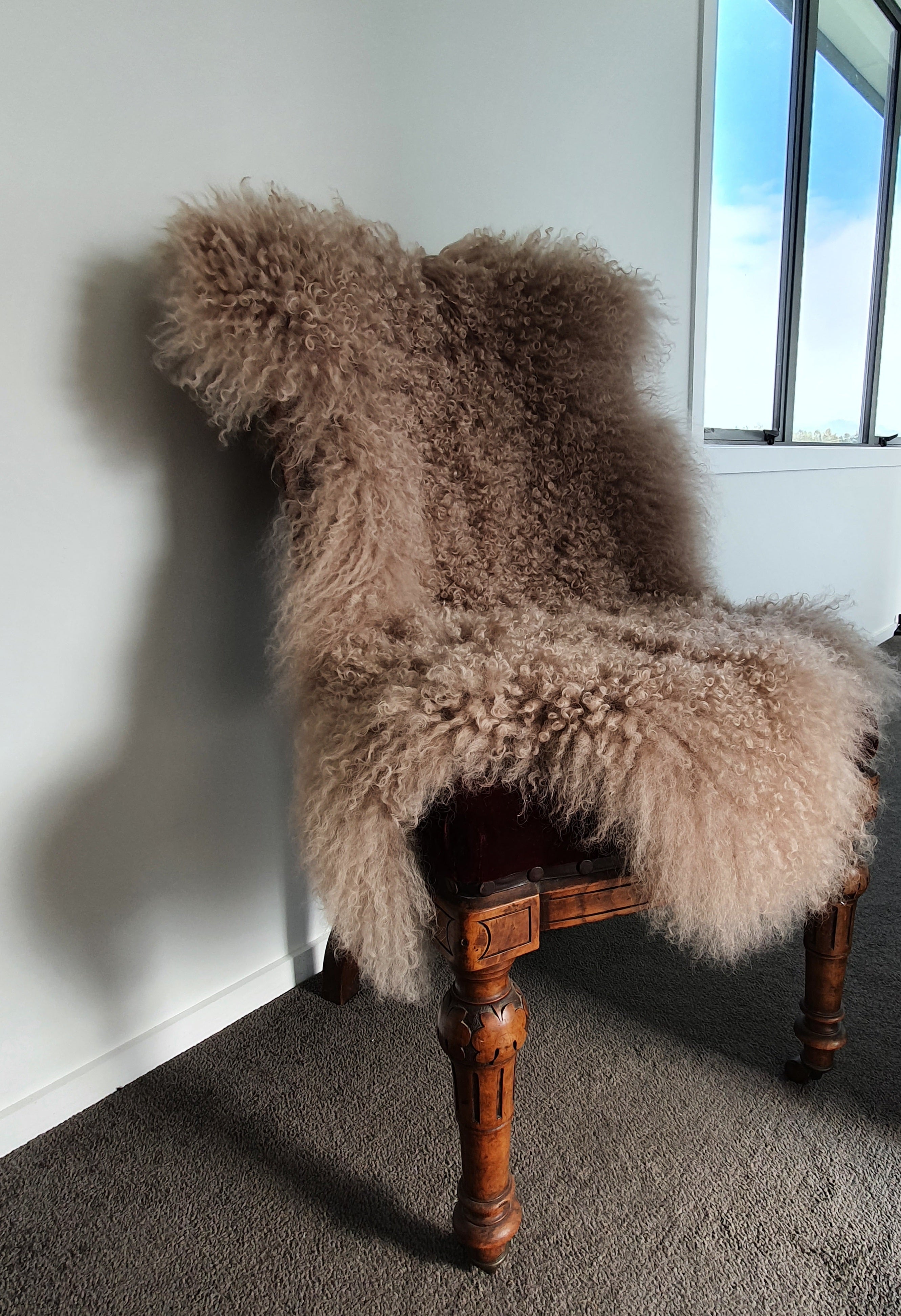Mongolian Sheepskin Rug - Camel