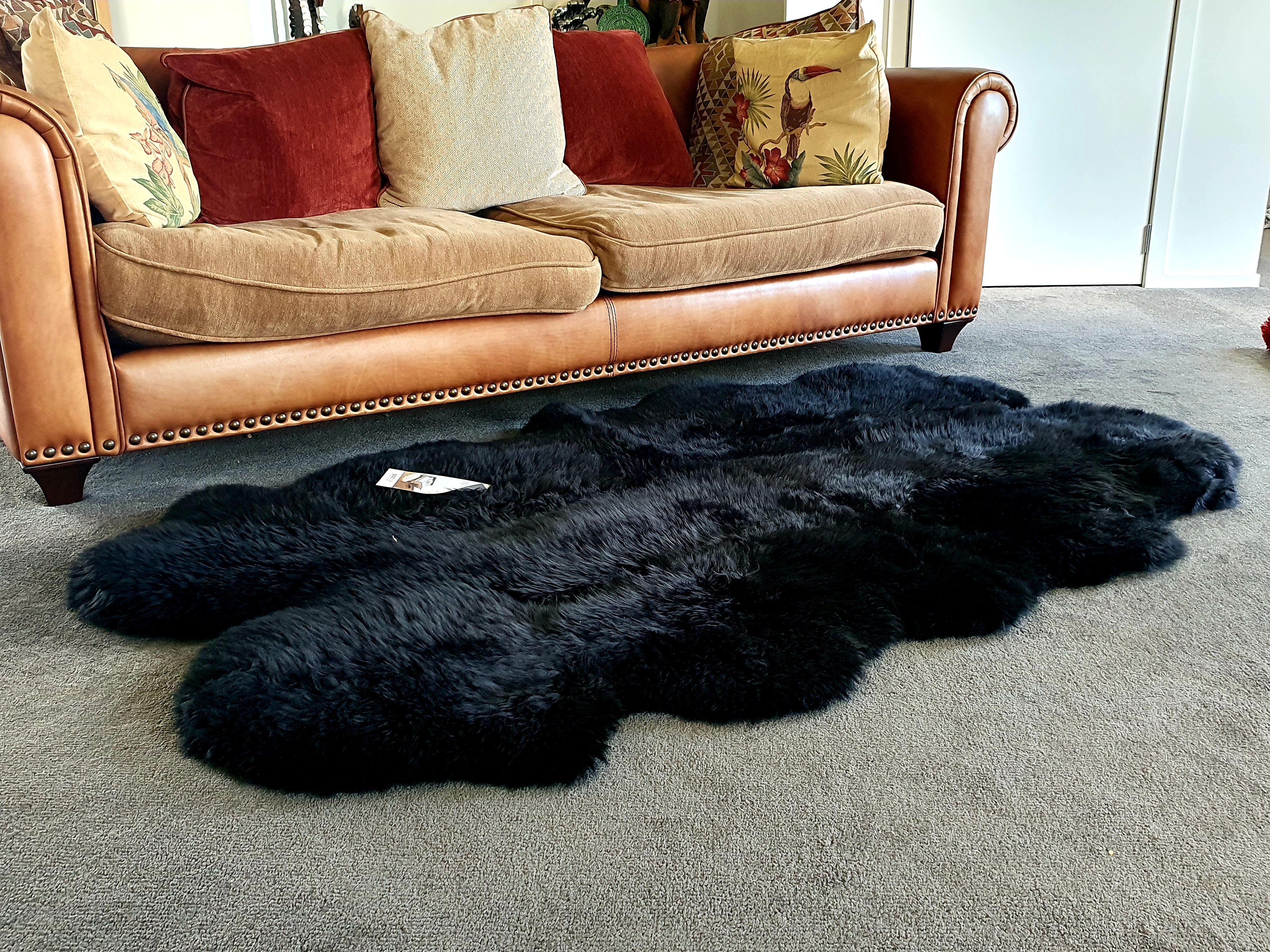 NZ Longwool Quarto Sheepskin Rug - Black