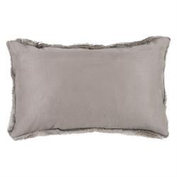 Real Rabbit Fur Lumbar Cushion - Grey
