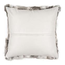 Real Rabbit Fur Cushion - White and Grey